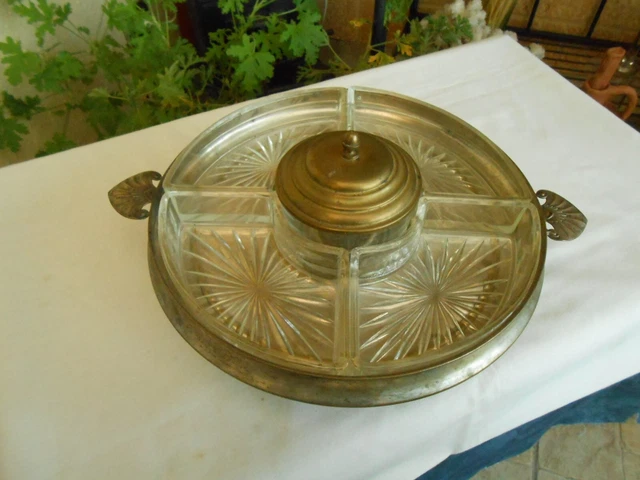 Plat De Service Mendiant En Verre Taillé à 3 Compartiments – Vintage 1960/70