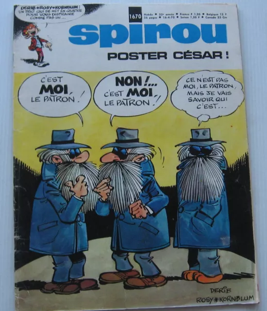 JOURNAL SPIROU N°1670 avec mini récit sans le poster 1970 Bon Etat