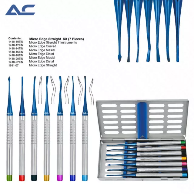 Azatek Dental PDL Luxating Elevators Set Blue Titanium Coated Tips Free Cassette