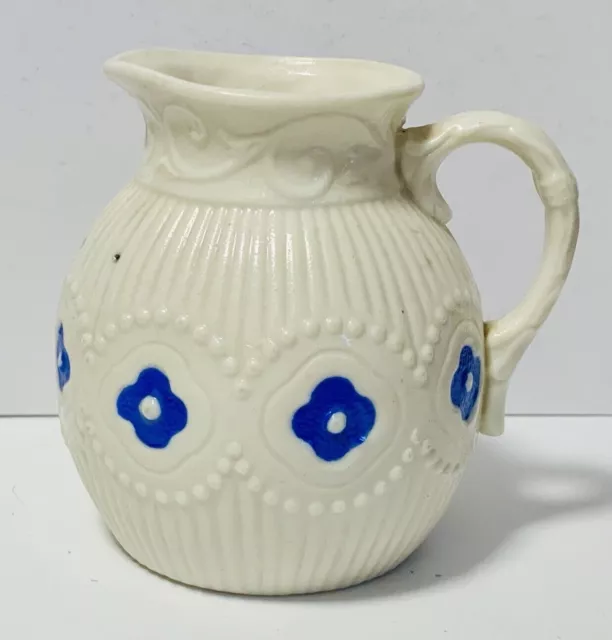 Antique Pitcher Jug Ewer - Victorian White & Blue Parian Ware - 19th Century 5”