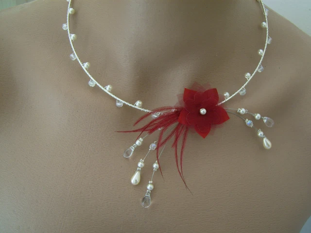 Collier Ivoire/Ecru/Crème/Cristal robe Mariée/Mariage/Cérémonie Fleur