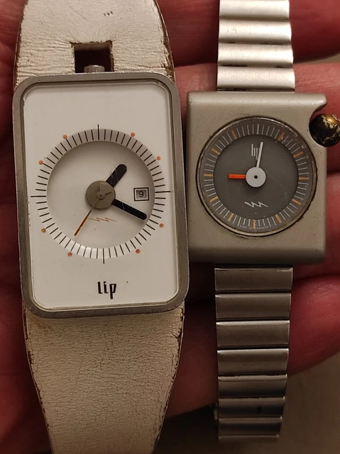 Montre Vintage LIP Churchill - Boîtier Argenté, Bracelet Cuir - Mouvement Quartz - Neuf Avec étiquettes