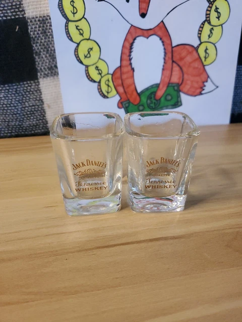 Jack Daniels Whiskey 2oz Square Shot Glasses x2