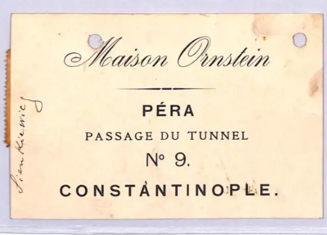 TURKEY OTTOMAN REVENUE 1908 *Passage du Tunnel* PERA Card/Document YA255