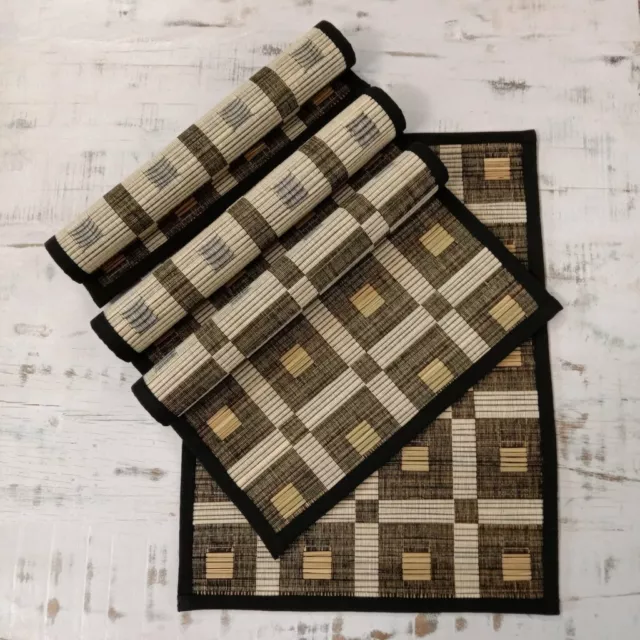 Set of 4 Squares Cotton and Straw Table Mats 3