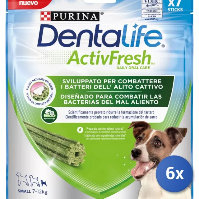 6x Dentalife Cane Snack Bastoncini Activ 115 Gr. Small 7 Pz