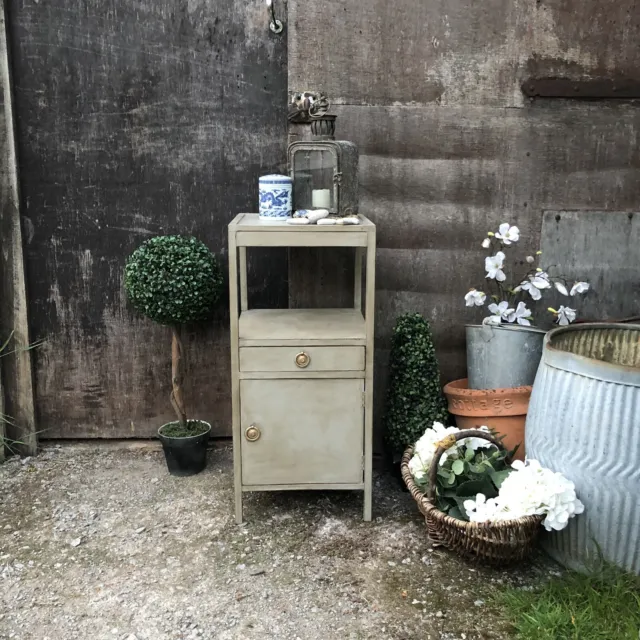 Grey Painted Gustavian Country Vintage Pot Cupboard / Bedside Table / Basin Base