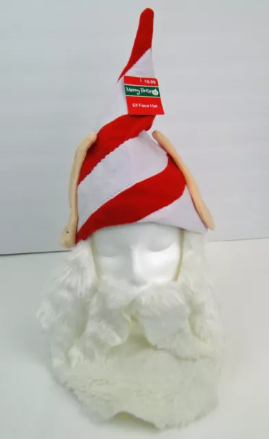 NEW Adult Christmas Holiday Elf Hat w/ Pixie Ears, Mustache and Beard