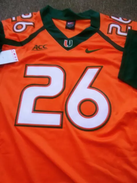 SEAN TAYLOR MIAMI HURRICANES #26 College  ORANGE Throwback SEWN Jersey NWT 2XL