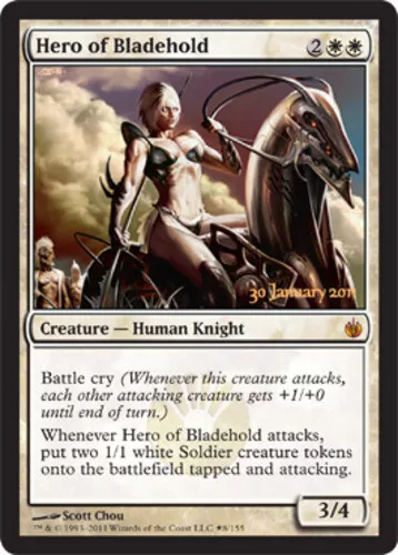 Light Play x 1 Hero of Bladehold - MBS Prerelease Magic Promos - FOIL