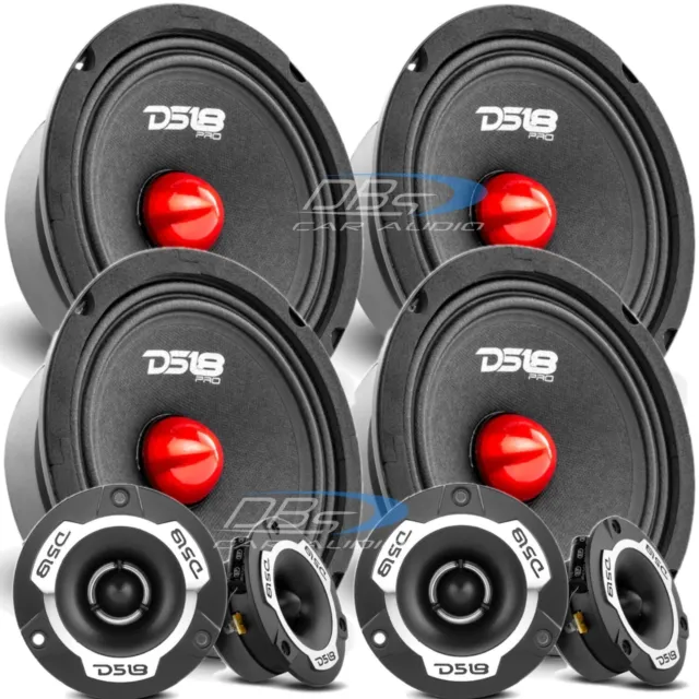 4x DS18 PRO-GM6B 6.5" Midrange Bullet Speakers 4x PRO-TWX1 Super Tweeters