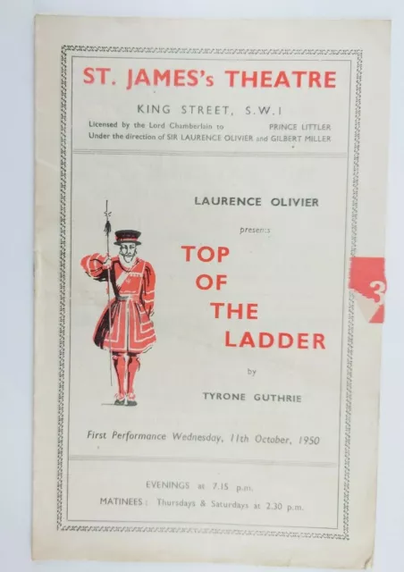 1950 Top Of The Ladder St James Theatre Laurence Olivier John Mills