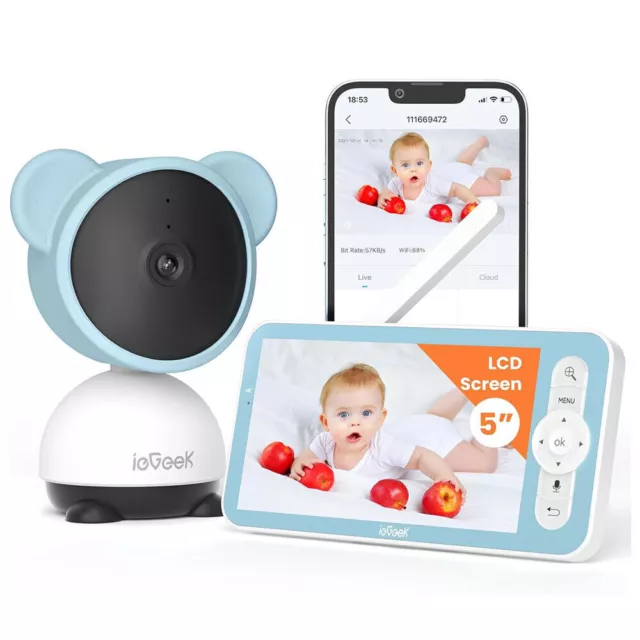 ieGeek Baby 7S Babyphone mit Kamera WLAN Video 1080P 355°PTZ 5" Temperatur