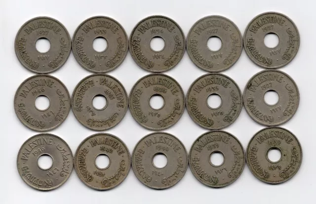 1927-46 Palestine (British Mandate) 10 Mils Job Lot, Nice Coins, Scarce Dates