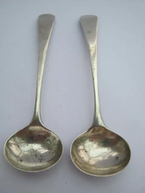 London 1807 Pair Of Sterling Silver Mustard Condiment Spoons By Solomon Hougham