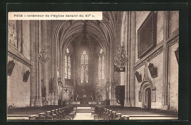 CPA Poix, interior of the church dating from the 11th century