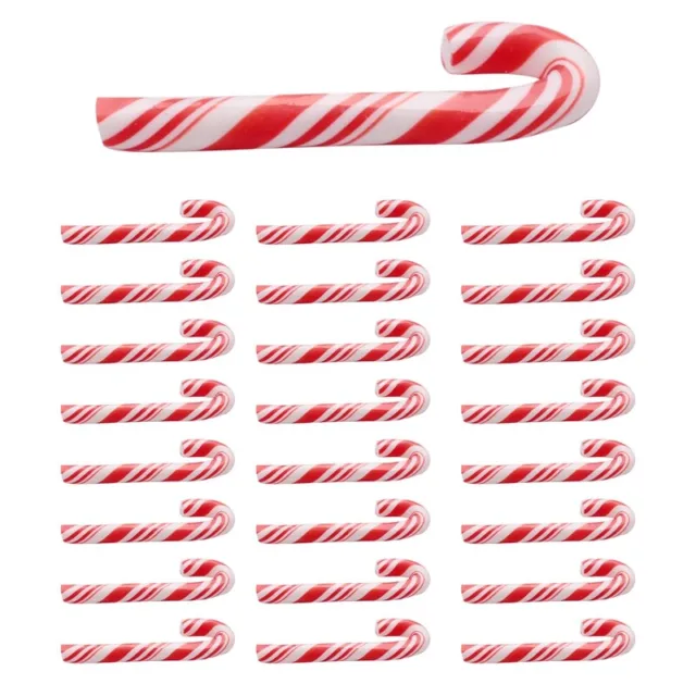 100Pcs Red and White Handmade Christmas Candy Cane Miniature Food Home Decor
