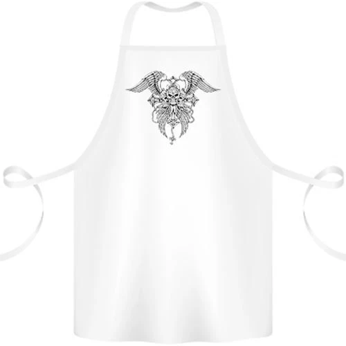 Cross Skull Wings Gothic Biker Heavy Metal Cotton Apron 100% Organic
