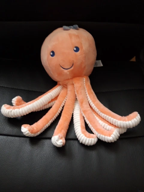 DOUDOU PELUCHE TEX PIEUVRE ROSE BLANCHE 30 Cm TBE