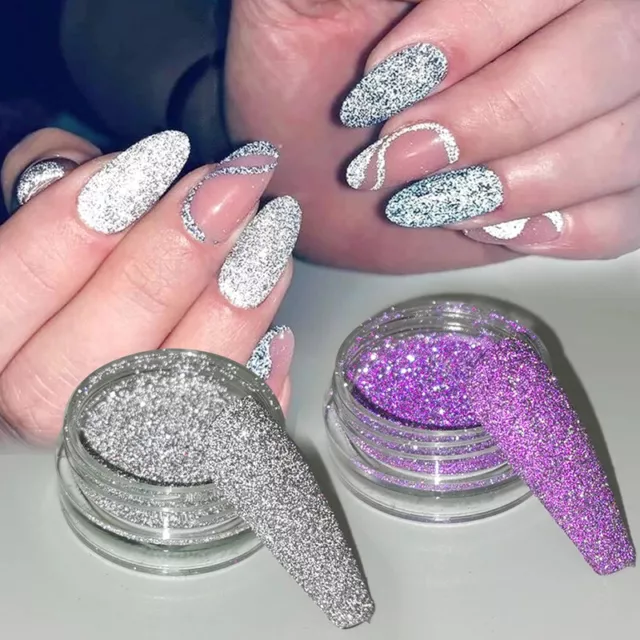 Holographic Nail Foil Glitter Flakes 3D Sparkly Aluminum Foil Flake Gold  Silver Nail Glitter Foil Flakes Nail Art Supplies Mirror Powder Sequins Nail  Glitter for Acrylic Nails Design (4Boxes) A3