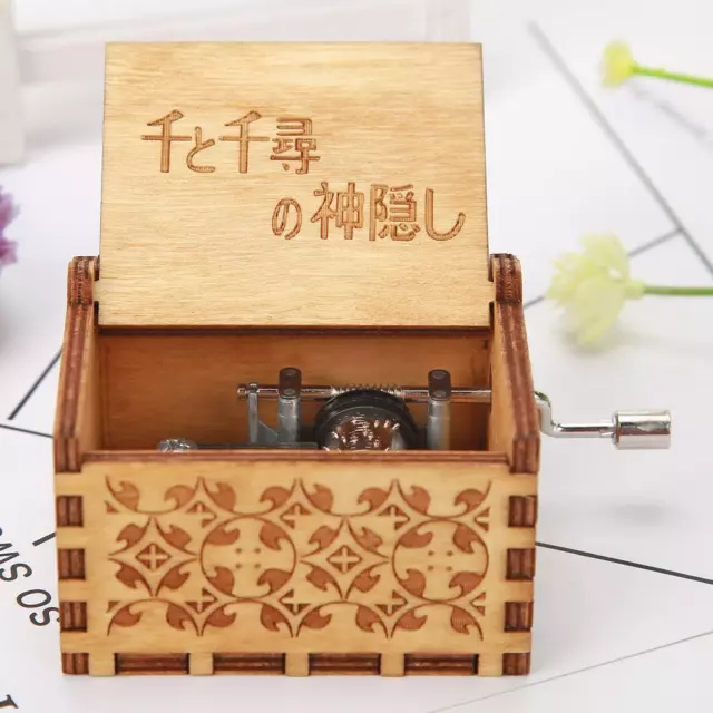 Caja de Música de Madera con Manivela Decoración para Amante de la Música Fiesta de Cumpleaños Adorno