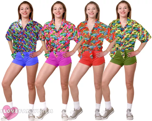 Ladies Hawaiian Shirt Beach Party Fancy Dress Luau Loud Holiday Top Hen Party