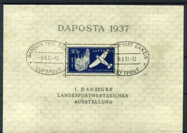 Briefmarken-Block Nr. 2   Freie Stadt Danzig 1937 gestempelt