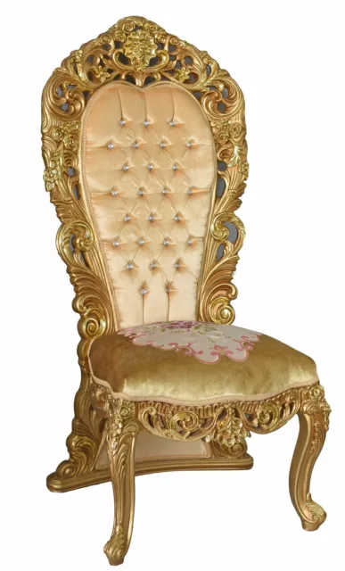 Antik Sessel Gold Prunksessel Gigant Stuhl Hochzeitssessel Polstersessel Barock