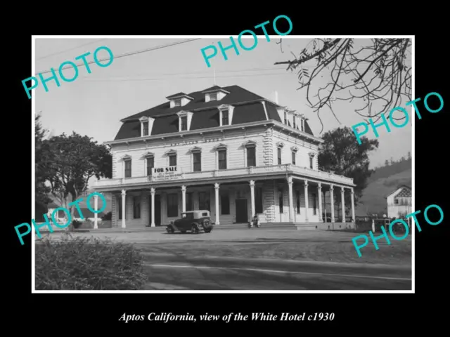 OLD LARGE HISTORIC PHOTO OF APTOS CALIFORNIA VIEW OF THE WHITE HOTEL c1930