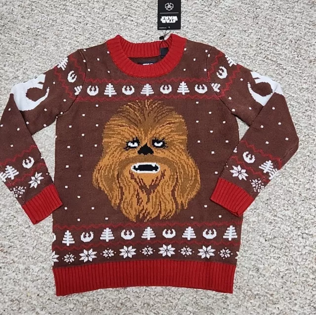 Disney Star Wars Ugly Christmas Sweater Kids Small Chewbacca NWT