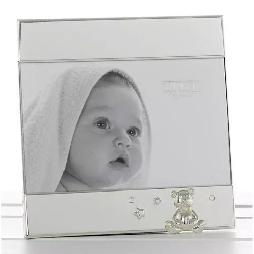 Baby Silver Plated Teddy Photo Frame New Baby Christening Gift