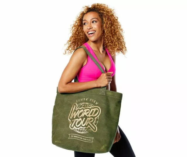 Zumba World Tour Tote Bag - Army Green - New! Free Shipping