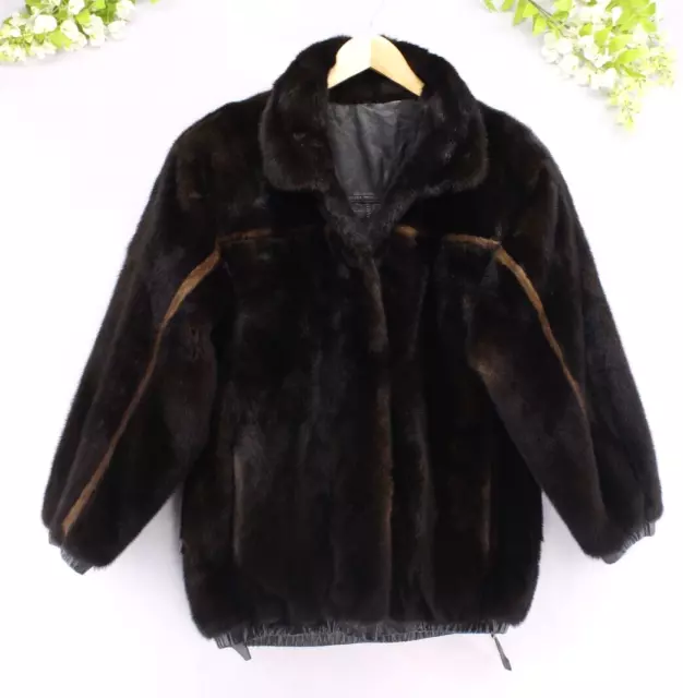 Oscar de la Renta Miss O Women's Vintage Reversable Mink & Leather Coat Sz M