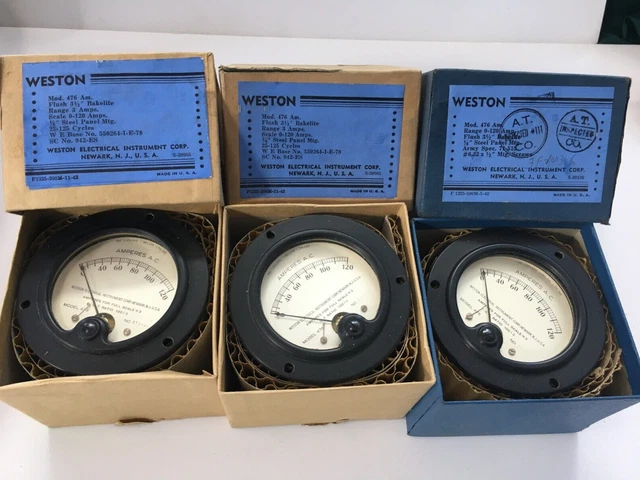 3 new Vintage Weston Electrical Instrument Milliamperes 0-120