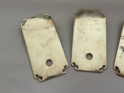 Set Four Chinese Brass Drawer Chest Hardware Plates Rest Hand Made Hong Kong 2