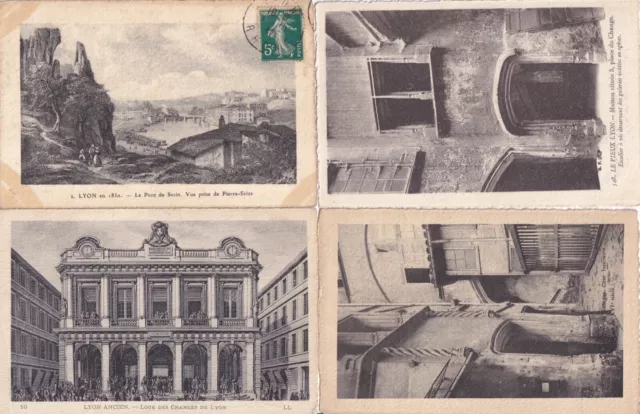 Lot de 4 cartes postales anciennes old postcards VIEUX LYON ANCIEN RHÔNE