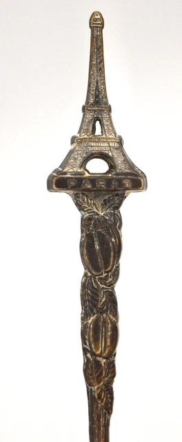Silver Plate Paris France Souvenir Spoon Eiffel Tower Ornate Vintage