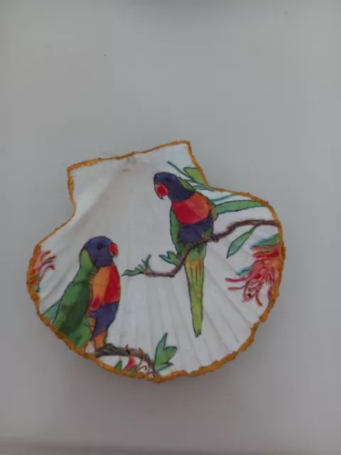 Trinket dish Scallop shell. Parrot Decoupaged & Gift Bag