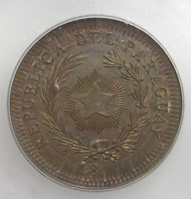 Paraguay 18Xx Copper 50C On Argentina 2C Icg Ms65 Br Km#33 Paraguay Pattern Die*