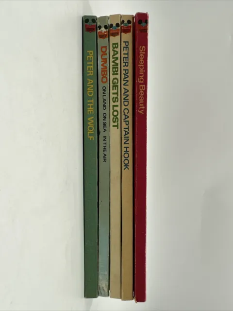 Vintage Walt Disneys Book Set of 5 1972-1974 Bambi, Dumbo, Sleeping Beauty etc..