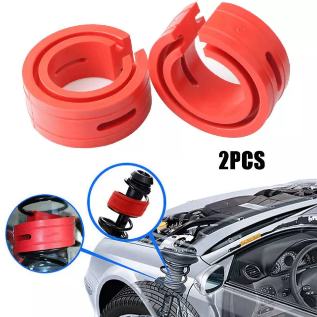 2Pcs Red Car Shock Absorber Tools Spring Bumper Buffer Power Cushion Coil Damper