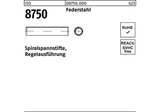 Spiralspannstift ISO 8750 8 x 30 Federstahl Regelausf. ISO 8750