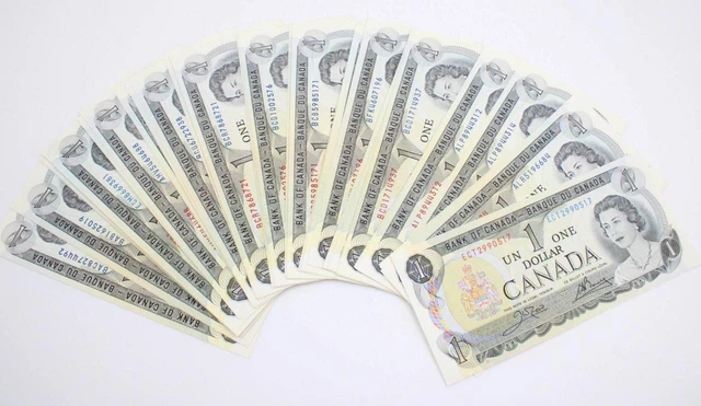 50x 1973 Canada $1 banknotes Choice AU to Choice UNC