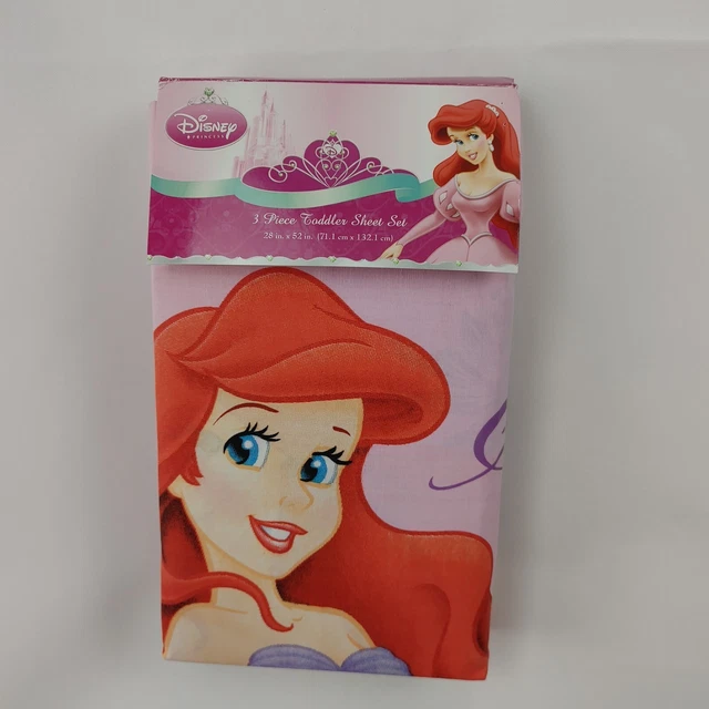 New Disney Little Mermaid Sheet Set Toddler 3 Pc Bedding 28" x 52" Sea Princess