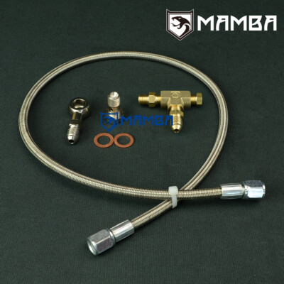 MAMBA Turbo Oil Feed line Kit M10x1.25mm TD04 TD05 TD06 / 4AN Line 100cm