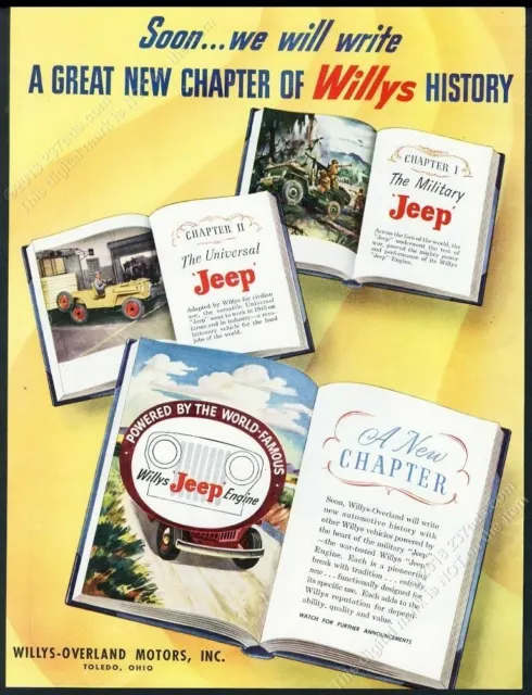 1946 Willys Jeep CJ2A CJ2 A Army Universal Wagon color art vintage print ad