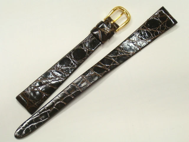 Cinturino in VERA PELLE di COCCODRILLO per orologi con ansetta da 12 mm -marrone