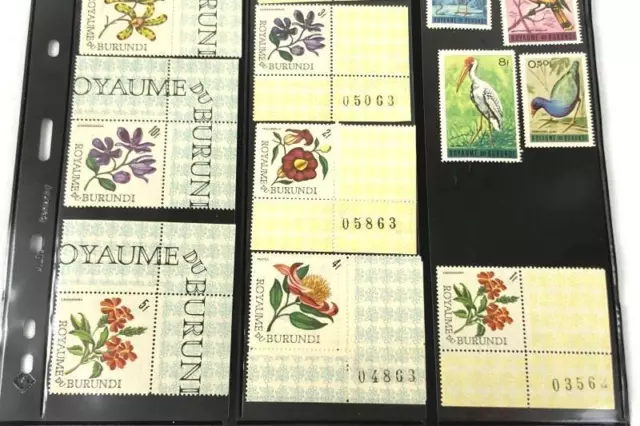 Lot of 18 Republic of Burundi 1970s Stamps MNH F Plate Blocks Flowers Birds 3