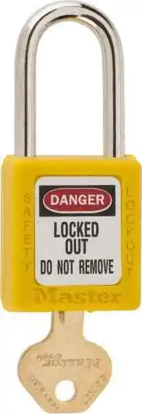 Master Lock. Keyed Different Retaining Key Lockout Padlock 1-1/2" Shackle Cle...