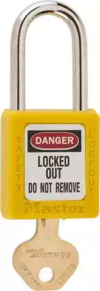 Master Lock. Keyed Different Retaining Key Lockout Padlock 1-1/2" Shackle Cle...